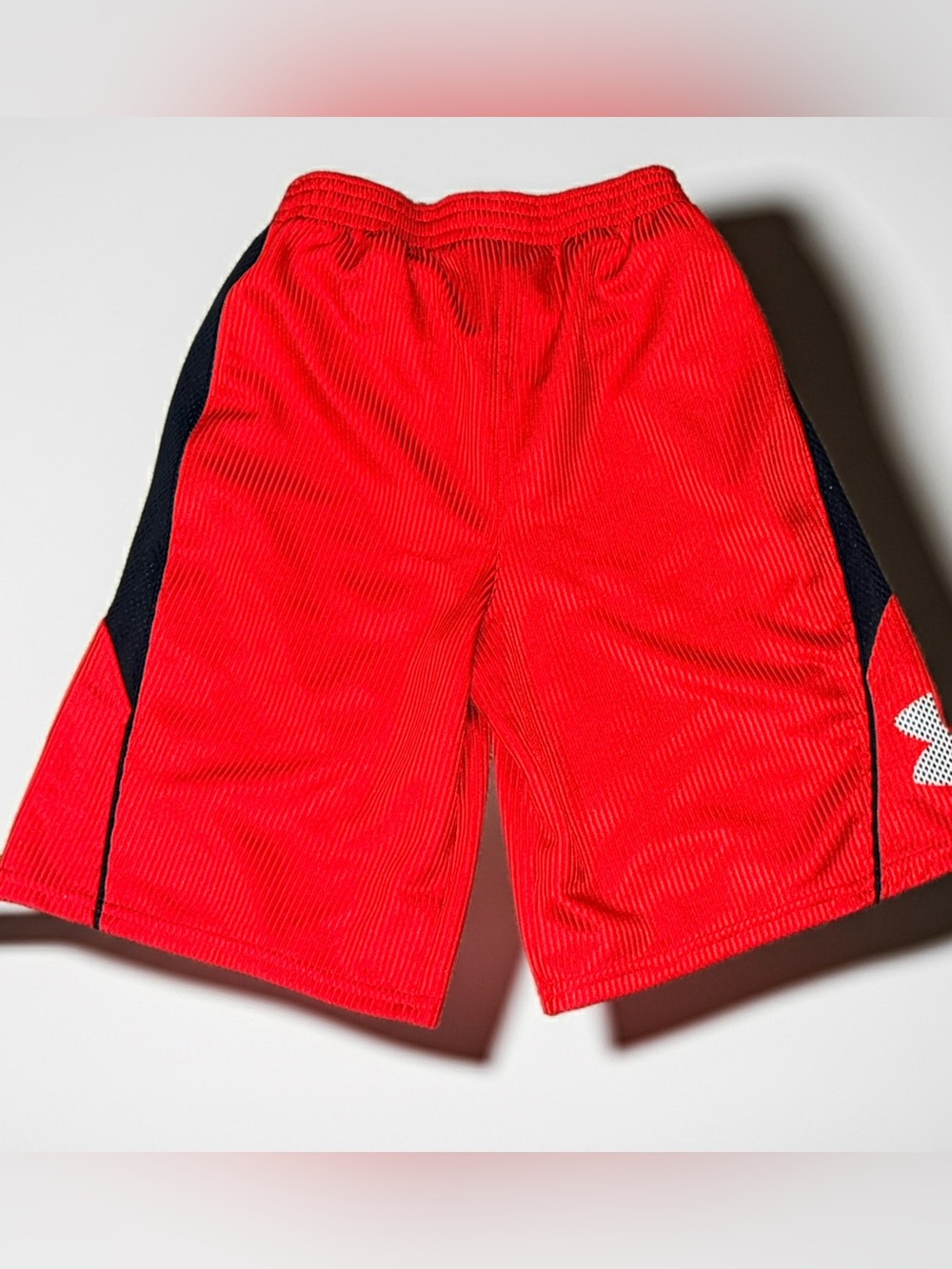 Under Armour Red and Black Men’s Athletic Mesh Shorts - Picture 5 of 5